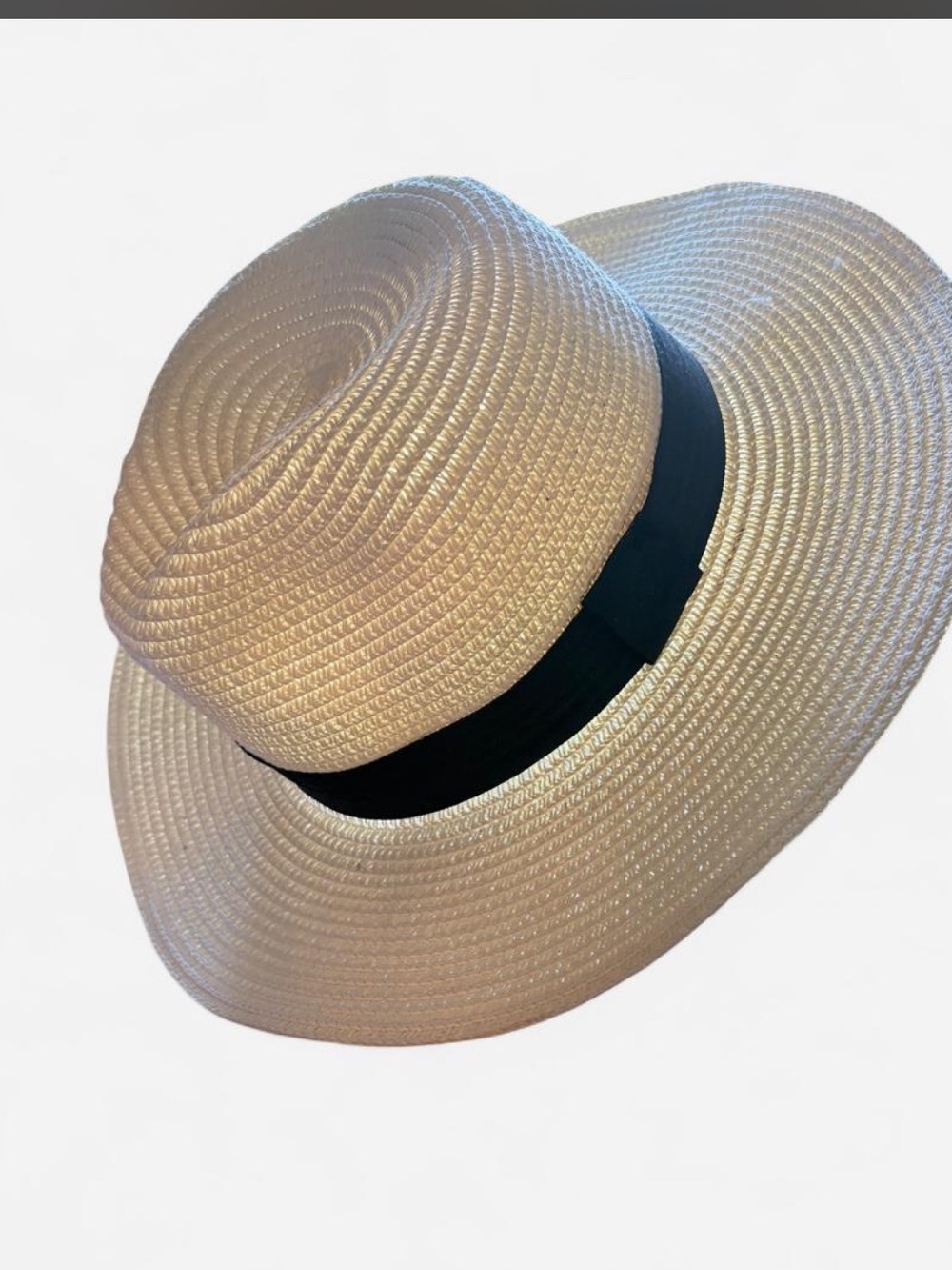 Classic Wide-Brim Straw Sun Hat with Black Band - Women